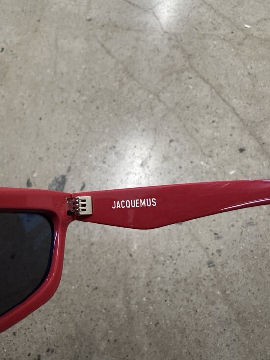 JACQUEMUS Salon Sunglasses in Red, Silver, & Grey